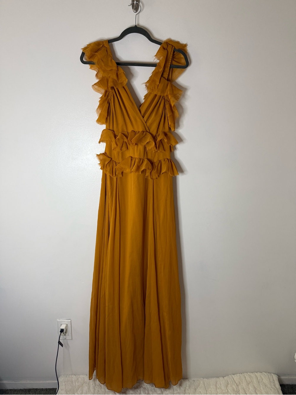 ASOS Women’s Ruffled Maxi Dress in Mustard size 6